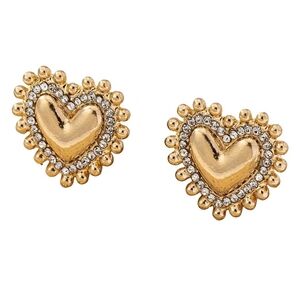 Minimalist heart crystal stud earrings